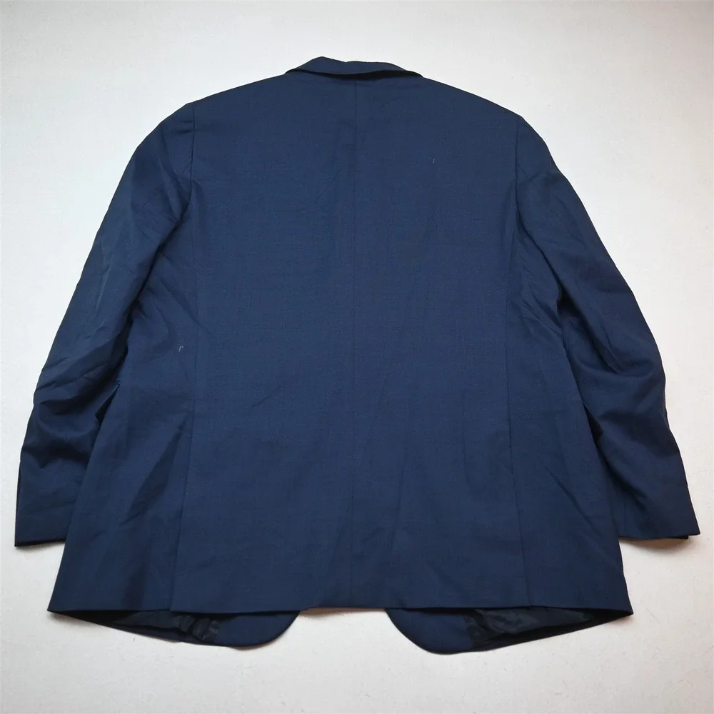 Stafford 52L 42x30 Blue Wool Stretch Travel Mens Jacket Pants Suit
